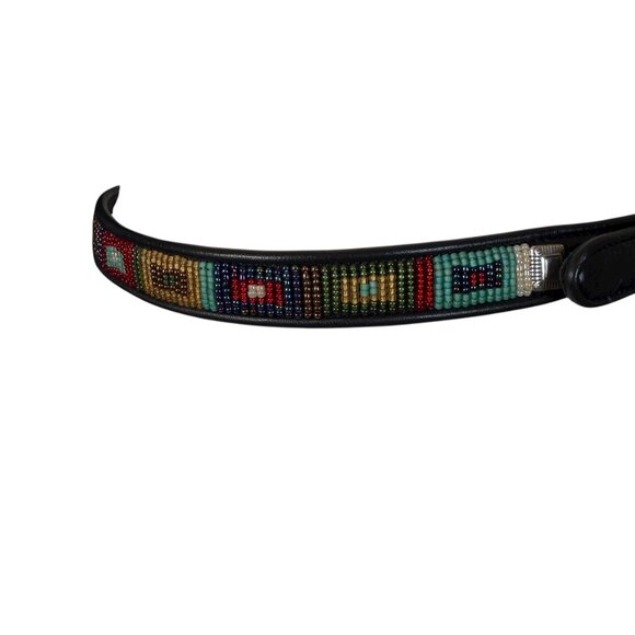 Brighton black leather beaded southwestern adjustable waist belt XL/36 - Picture 5 of 9